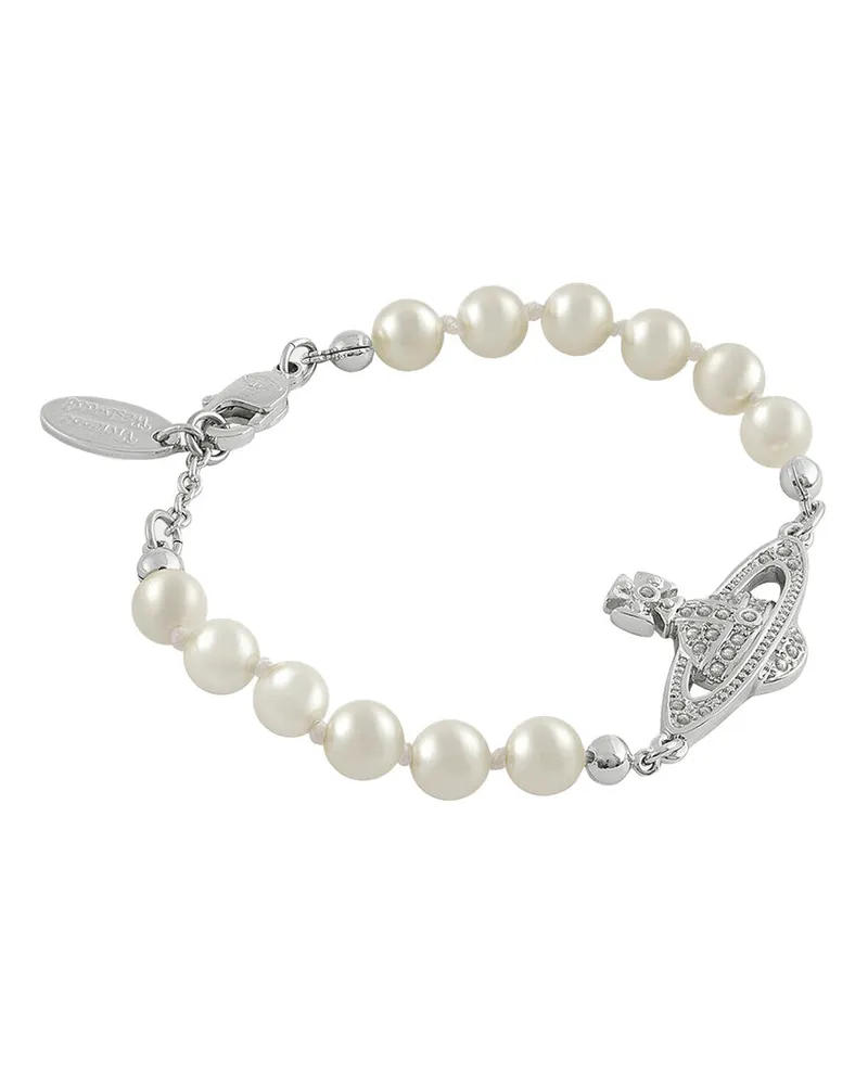 Vivienne Westwood Women's Bracelet Mini Bas Relief With Orb Pendant Metallic Brass Bracelets Silver