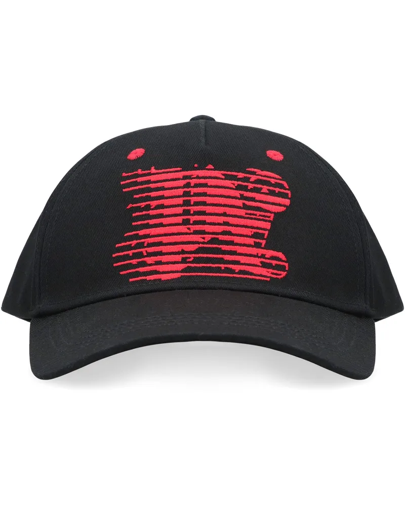 Palm Angels Men's Baseball Cap With Racing Monogram Black Cotton Hat Black