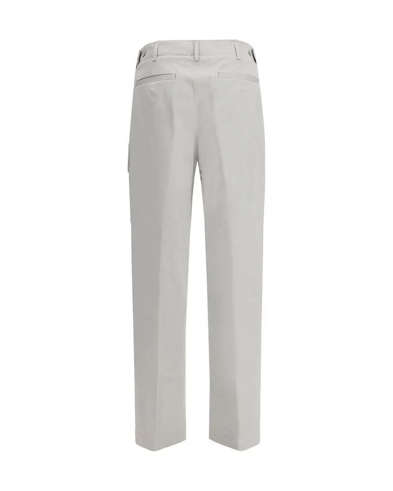 Fendi Men's Silver Cotton Cargo Pants Silver