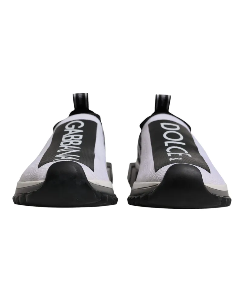 Dolce & Gabbana Women's Black White Slip On Sorrento Sneakers Shoes 05+pl+pu+vi White