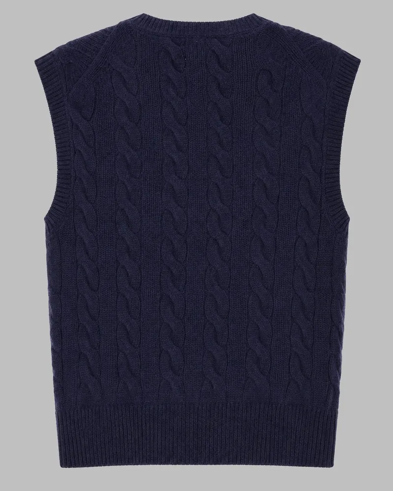 Ralph Lauren Cable-Knit Wool and Cashmere Gilet — Navy Navy