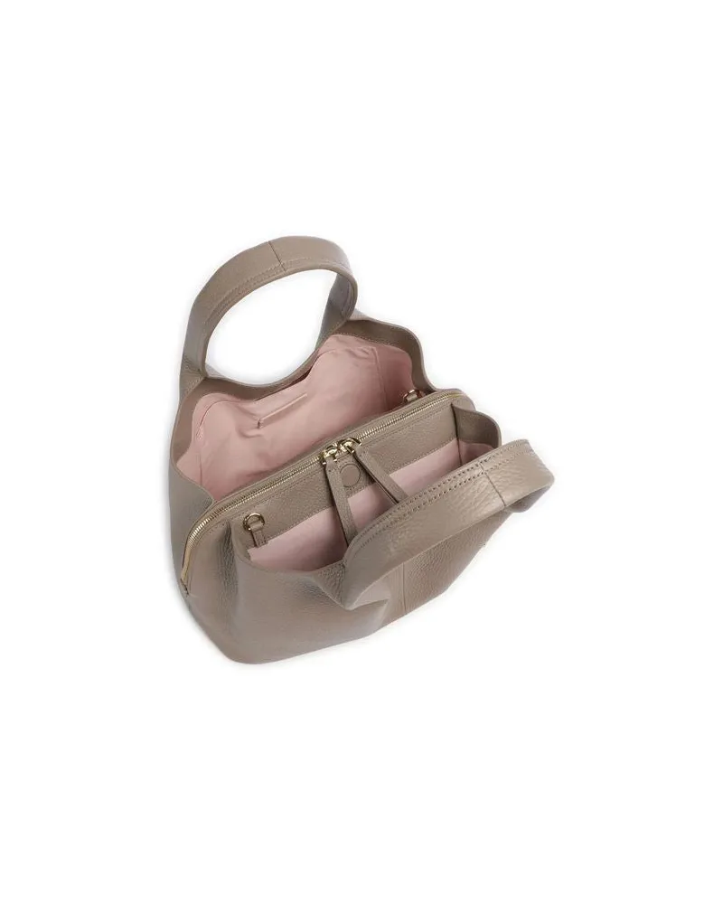 Coccinelle Women's Handbag Warm Taupe Grained Leather Bags - Handbags Taupe