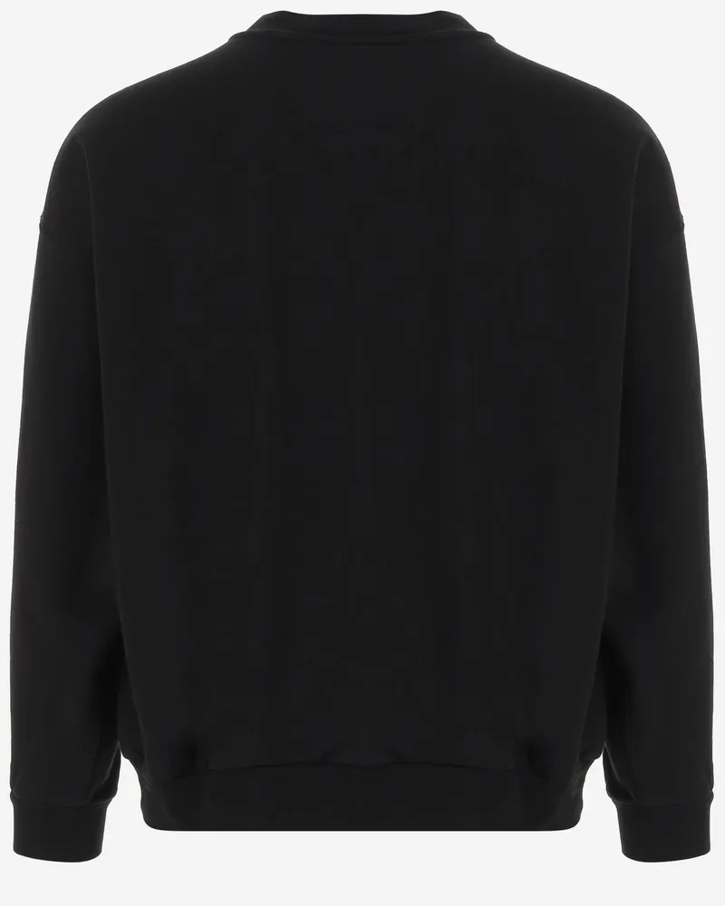 Balenciaga Men Cotton Sweatshirt With Graphic Print Black Sweatshirts Sweater Black