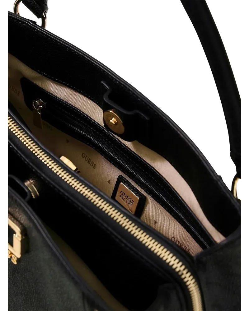 Guess Women's Satchel Bag Coal Logo Polyurethane - Satchel-Bags Black
