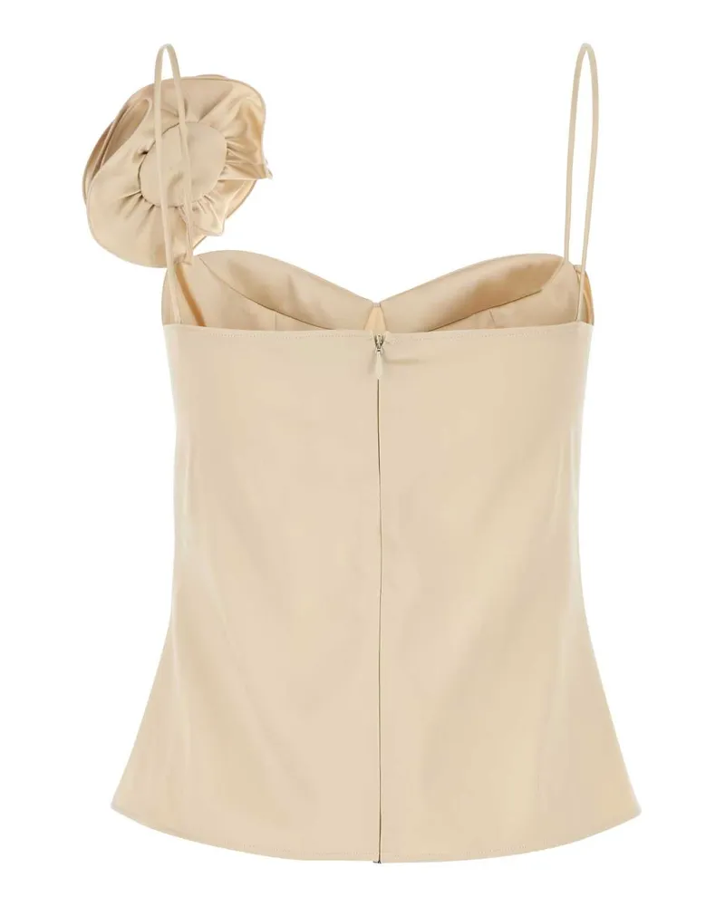 Magda Butrym Women's Beige Stretch Satin Top Exterior: Silk Elastane Maglie Sweater Beige