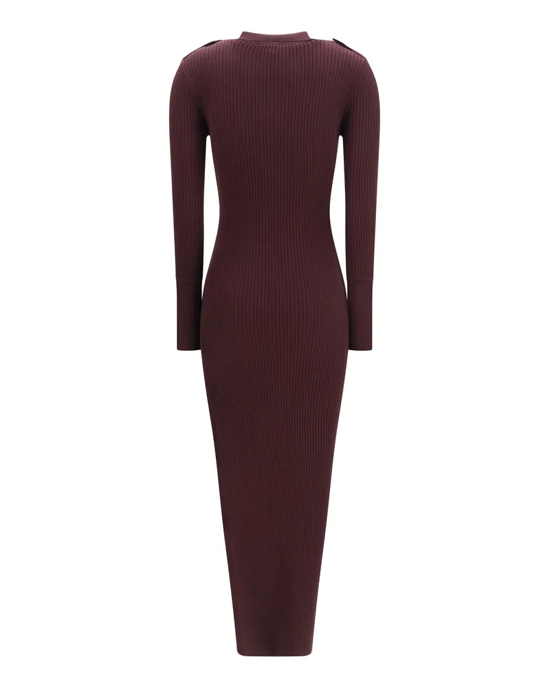 Courrèges Women Rib Knit Polo Long Dress Burgundy Viscose; Polyester 