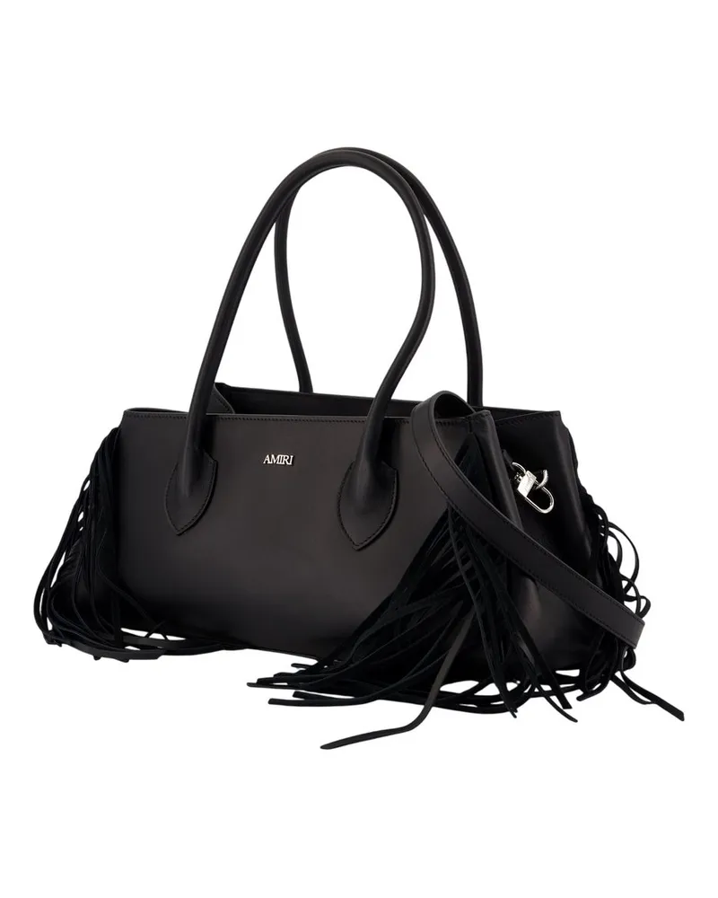 Amiri Fringe Honey Calfskin Leather Shoulder Bag — Black Black
