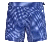 Men's Polka Dot Swim Shorts Combo Blue & White Polyester Swimwear Sea Clothing