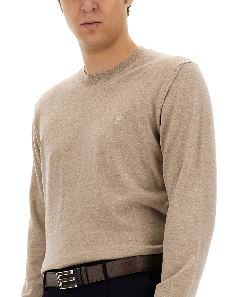 Etro Logo-Detailed Wool Sweater — Beige Beige