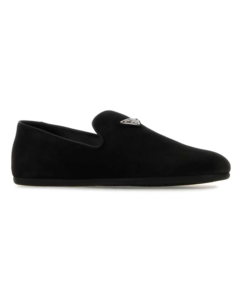 Prada Men's Black Suede Loafers Nero Mocassini Black