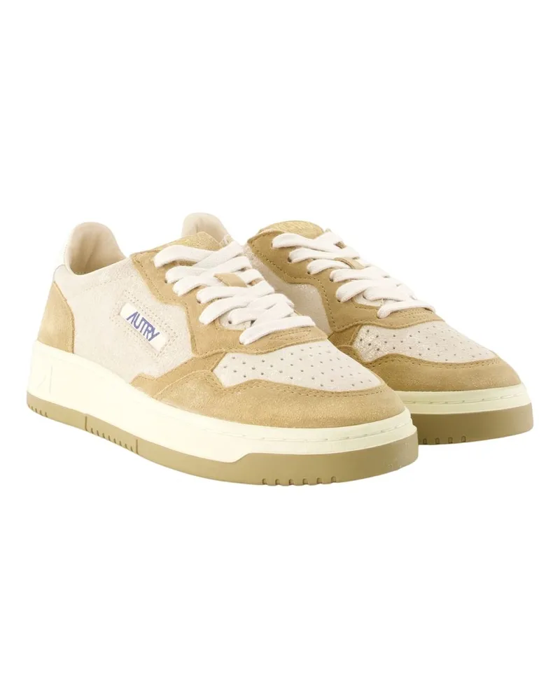 AUTRY Women's Medalist Low Sneakers -  Leather Gold Calfskin Shoes Gold