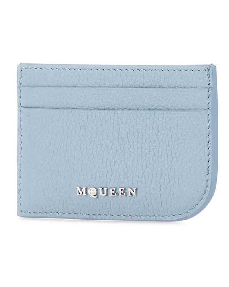 Alexander McQueen Men's Light Blue Leather Card Holder Shirtingbluesilver Portafogli Blue