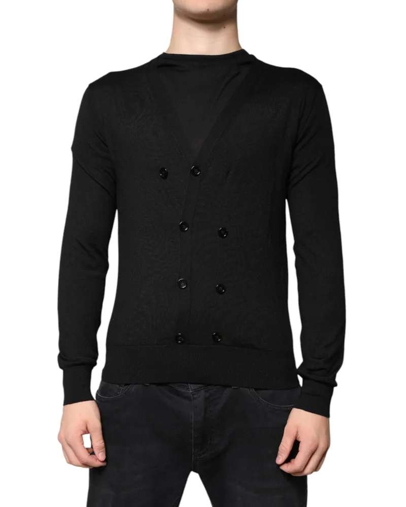 Dolce & Gabbana Men's Black Cashmere Button Down Cardigan Sweater Clothing Black