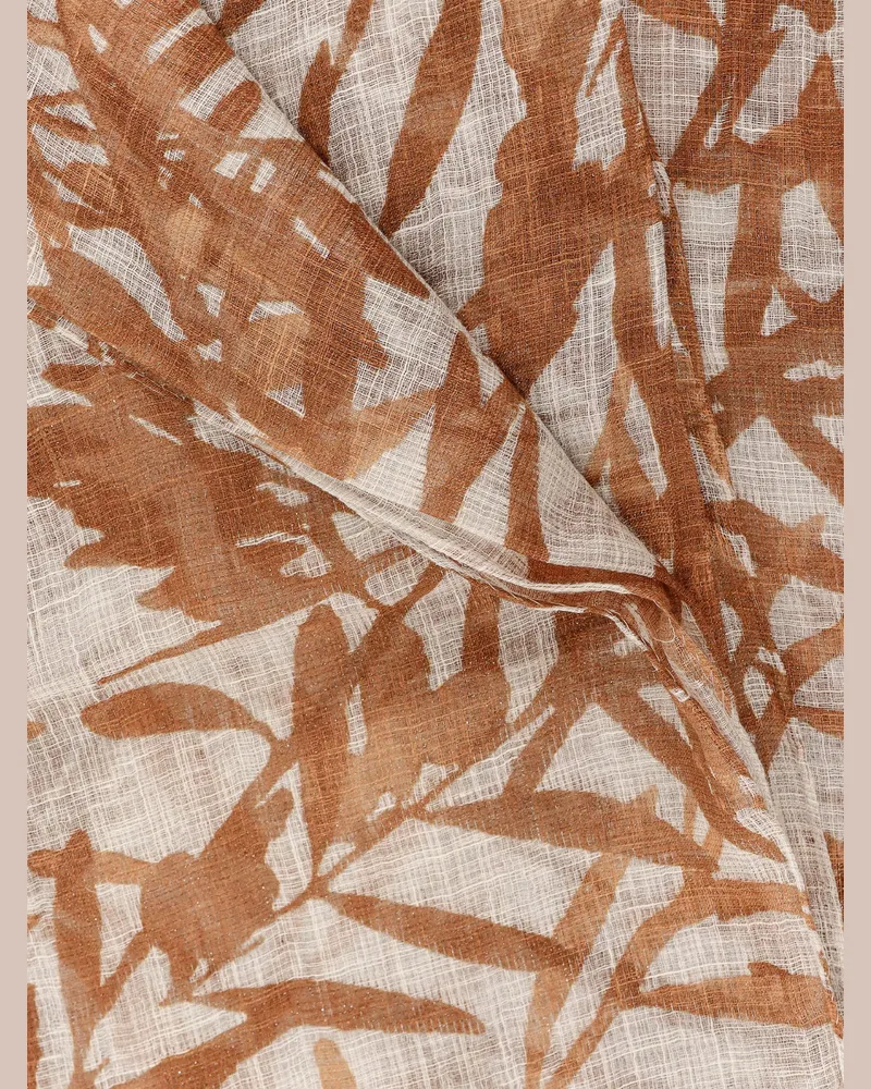 Brunello Cucinelli Womens Brown Linen Blend Scarf Silver Accessories & Slg Silver