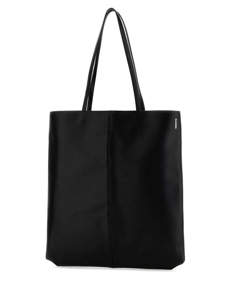 Jil Sander Women's Black Leather Linea Shopping Bag Borse A Mano Black