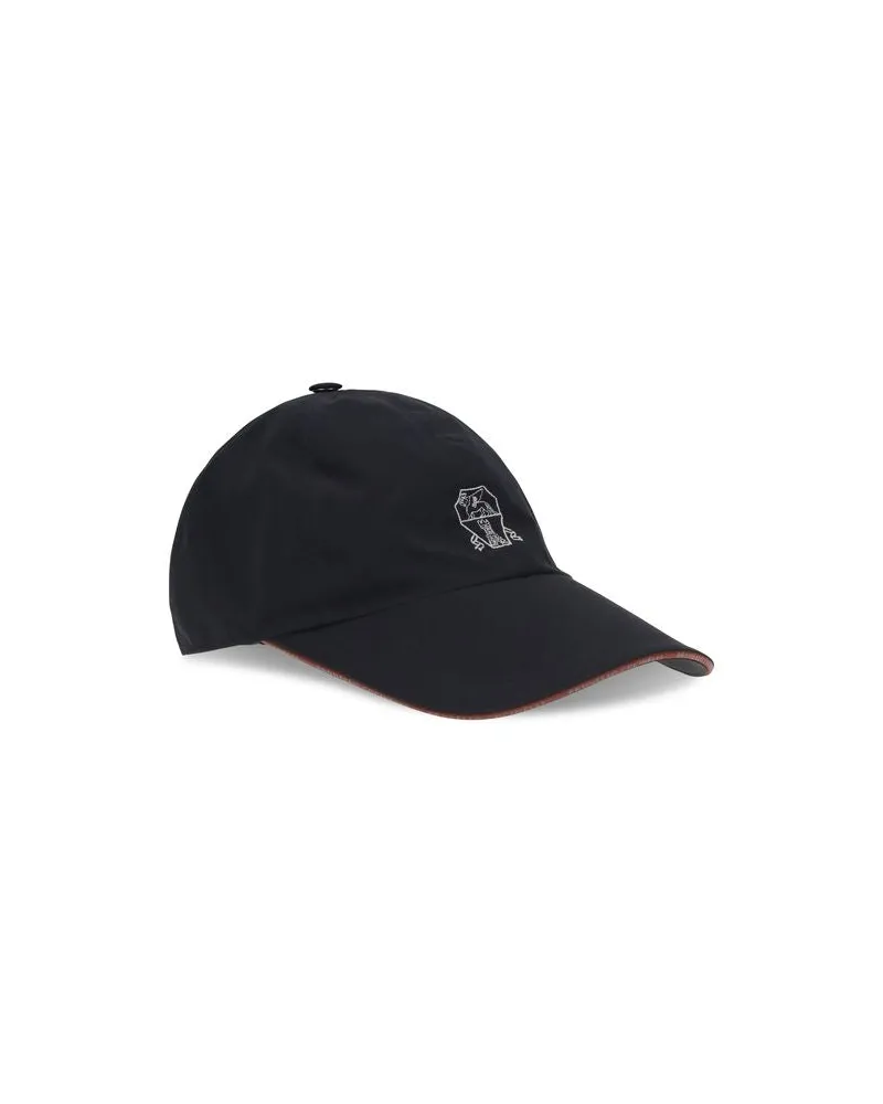 Brunello Cucinelli Men's Blue Cotton Cap (baseball Hat Black