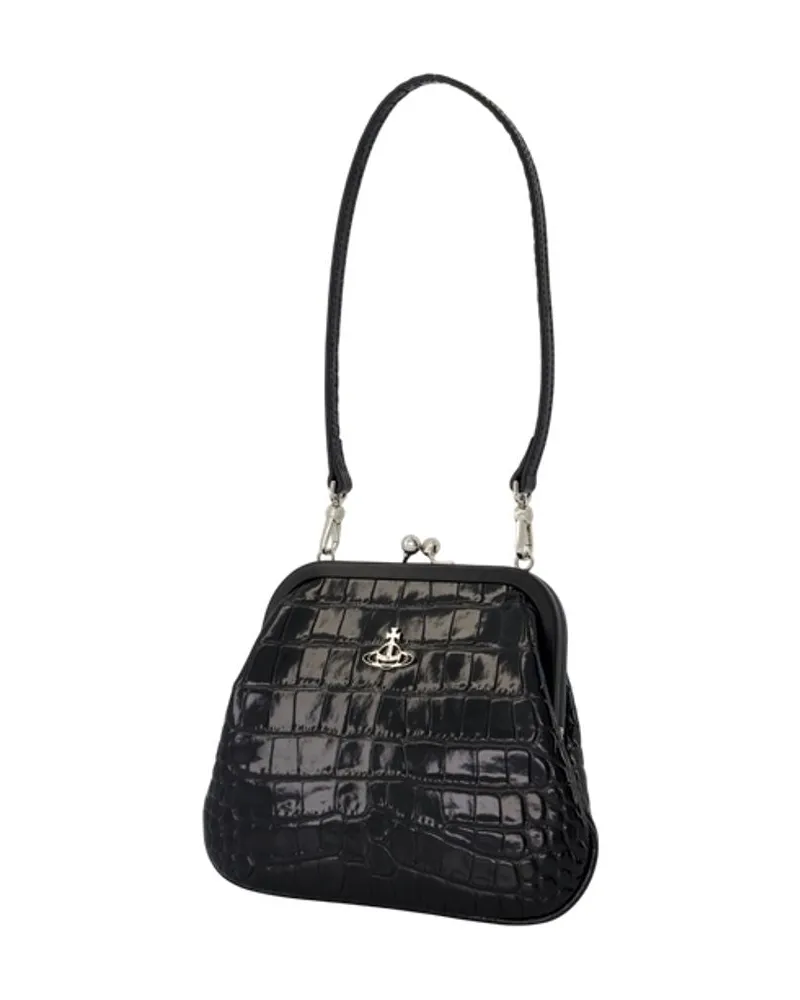 Vivienne Westwood Women's Crocodile-Embossed Leather Clutch Black Calfskin Black