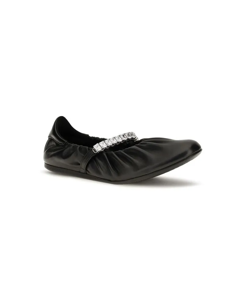 Jimmy Choo Women's Black Calf Leather Bos Taurus Ballet Flats Black