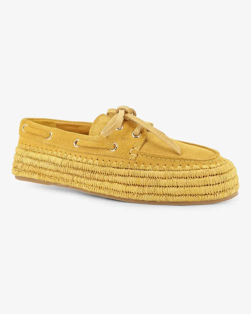 Paloma Barceló Women's Loafers Penelope Suede Raffia Yellow Leather-Raffia Leather/raffia Yellow