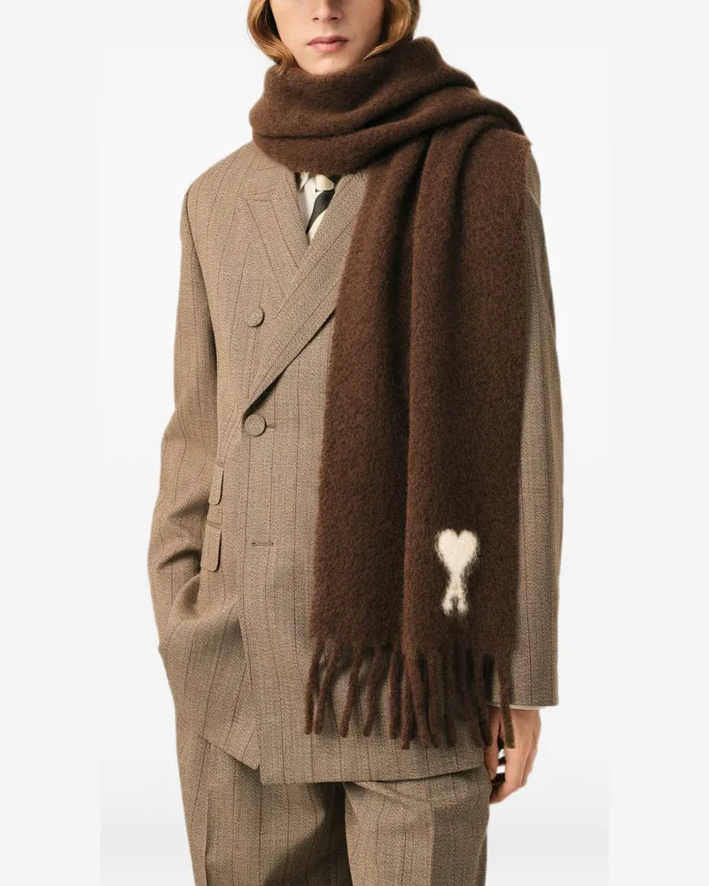 AMI Paris Wool Scarf — Brown Brown