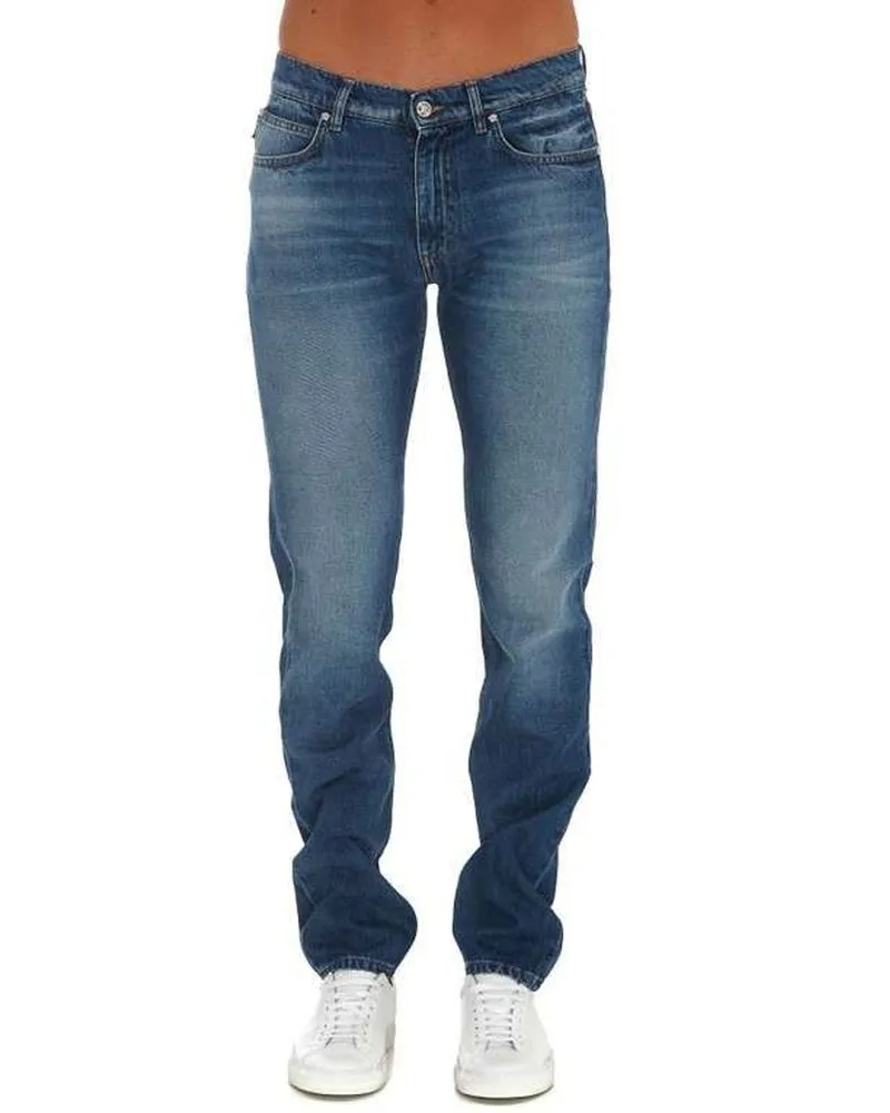 Versace Men's Blue Cotton Straight-Leg Jeans Clothing Blue