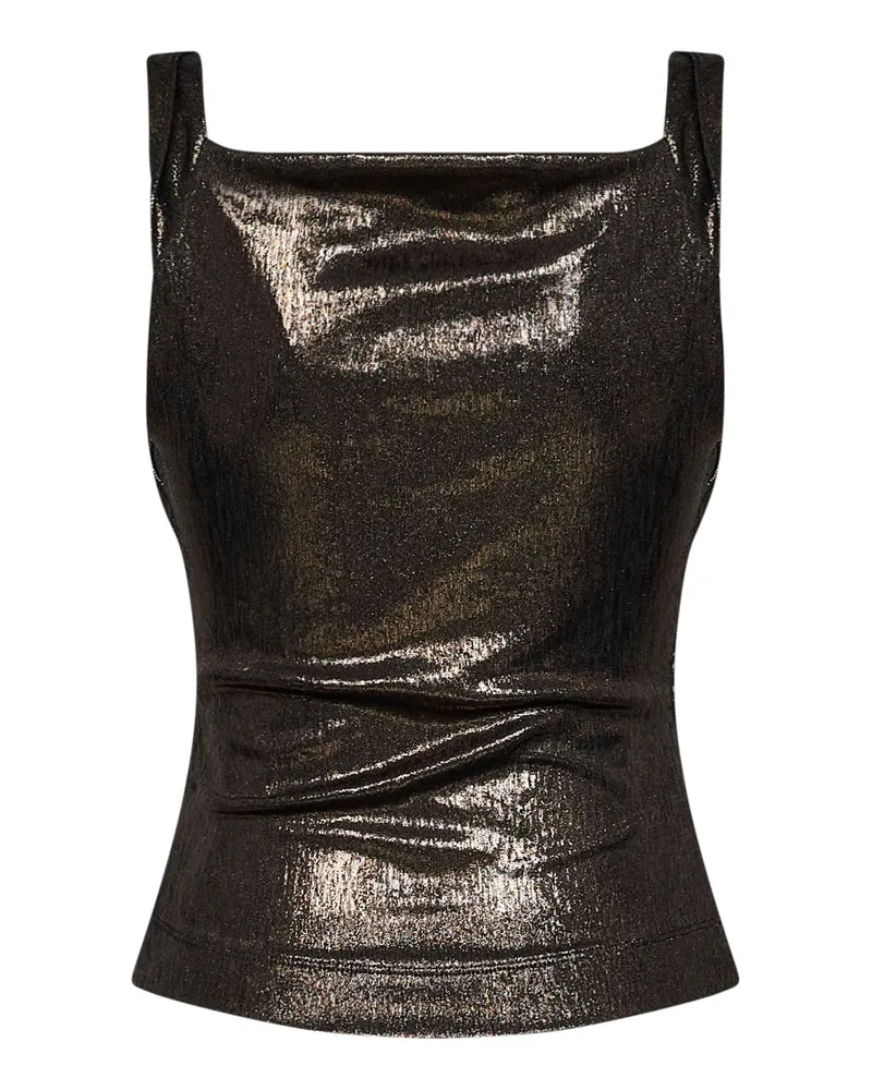 Vivienne Westwood Metallic Jersey Cowl Neck Tank Top — Bronze Bronze