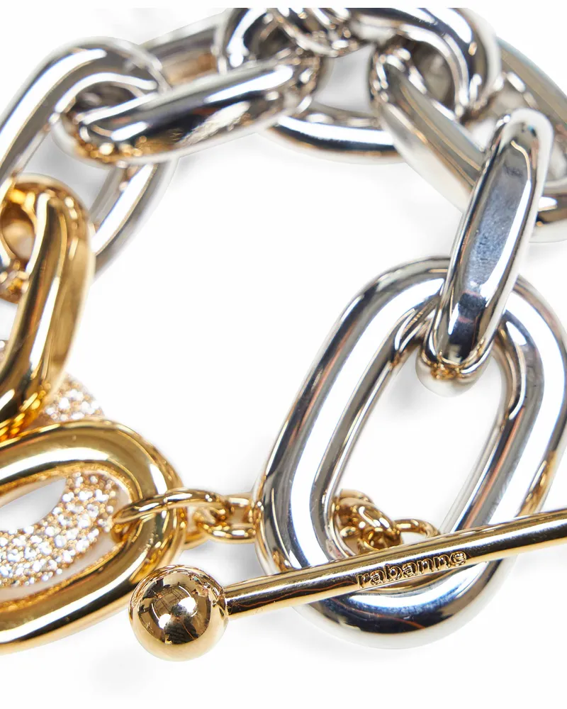 Paco Rabanne Women's Bracelet Xl Two-Tone Silver-Gold Multicolour Brass Bracelets Silver
