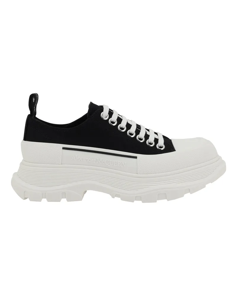 Alexander McQueen Women's Sneakers Tread Slick Black-White Upper Cotton Trainers Black/white Black