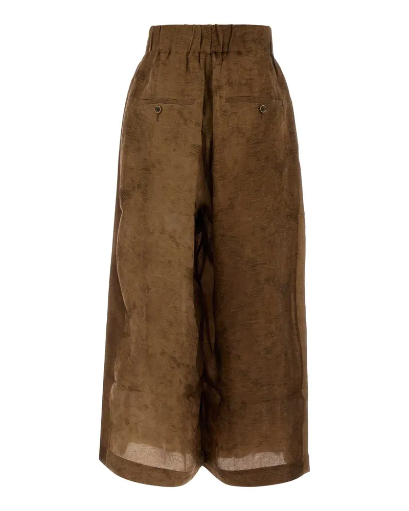 Uma Wang Women Biscuit Viscose Blend Poetic Wide-Leg Pant Mustard Exterior: Cupro Pantaloni Trousers Brown