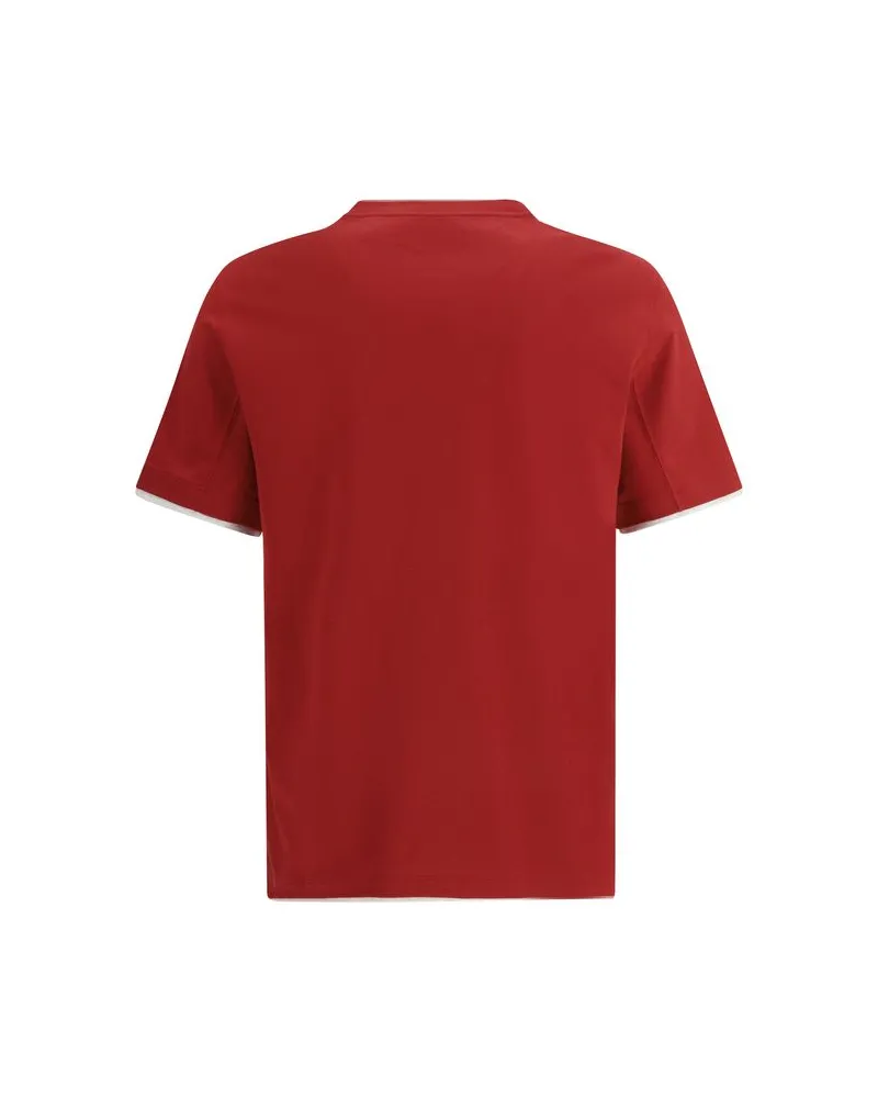 Brunello Cucinelli Men's Multicolor Cotton T-Shirt Red