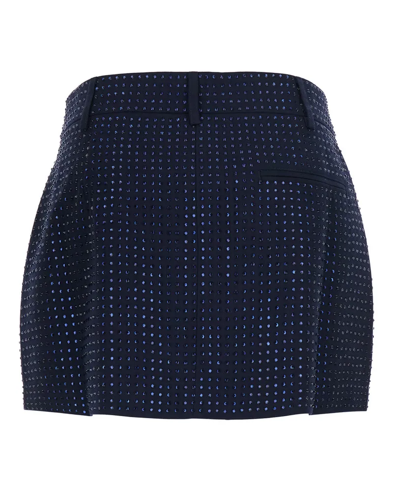 Pinko Sequin-Embellished Tech Fabric Skirt — Blue Blue