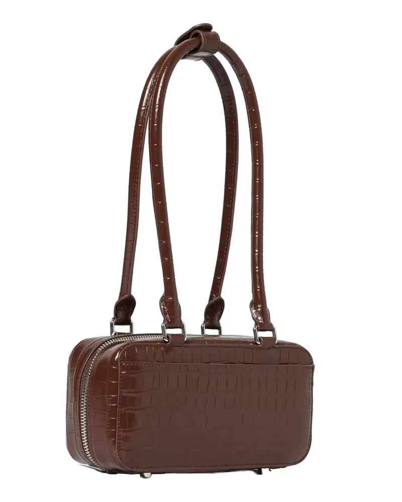 Self-Portrait Women's Shoulder Bag Crocodile-Effect Brown Brown