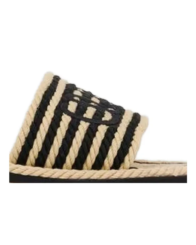 Chloé Women's Slide Sandals Woody Patterned Cotton Black-Neutrals Flip Flops & Slides Black/neutrals Black