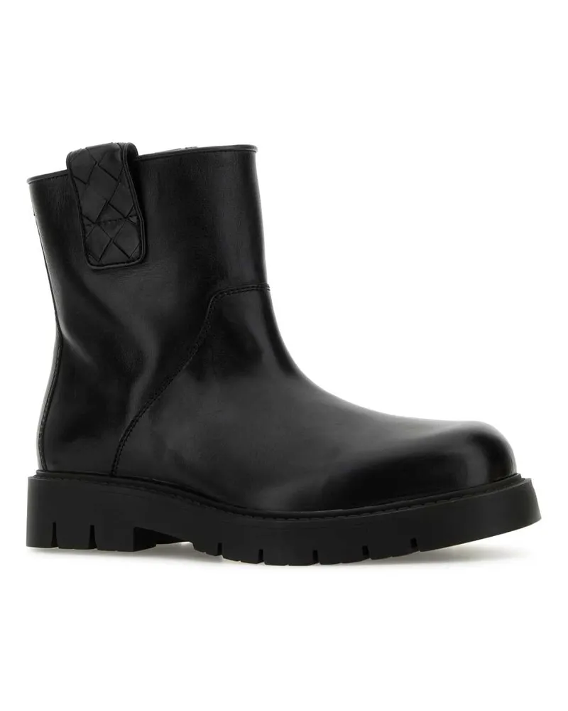 Bottega Veneta Men's Black Leather Haddock Ankle Boots Stivali Black