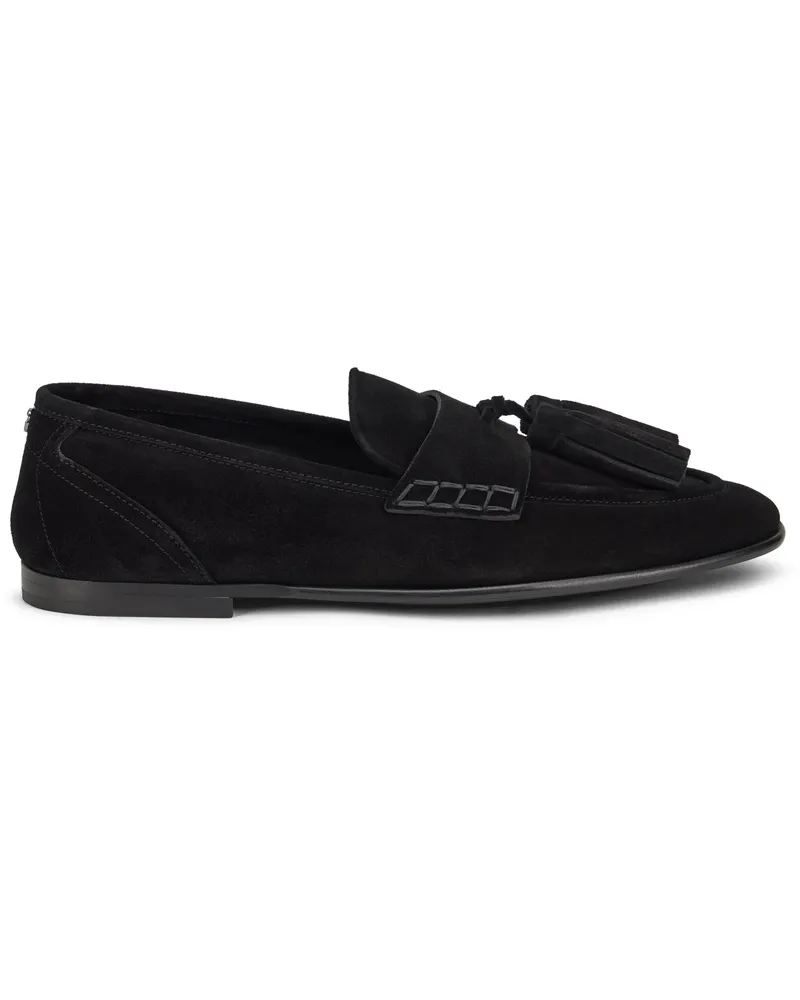 Dolce & Gabbana Men's Moccasin Ariosto Black Suede Leather Loafers Black