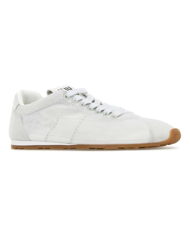 Miu Miu Women's White Mesh Sneakers Bianco White