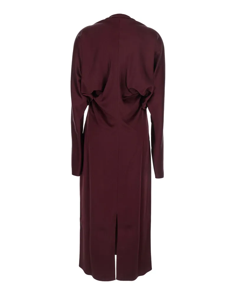 Stella McCartney Women's Bordeaux Midi Dress With Cape Sleeves Acetate Burgundy