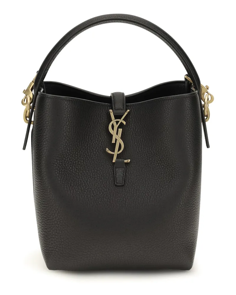 Saint Laurent Women's Bucket Bag Le 37 Black Grained Leather Calf Shoulder Black