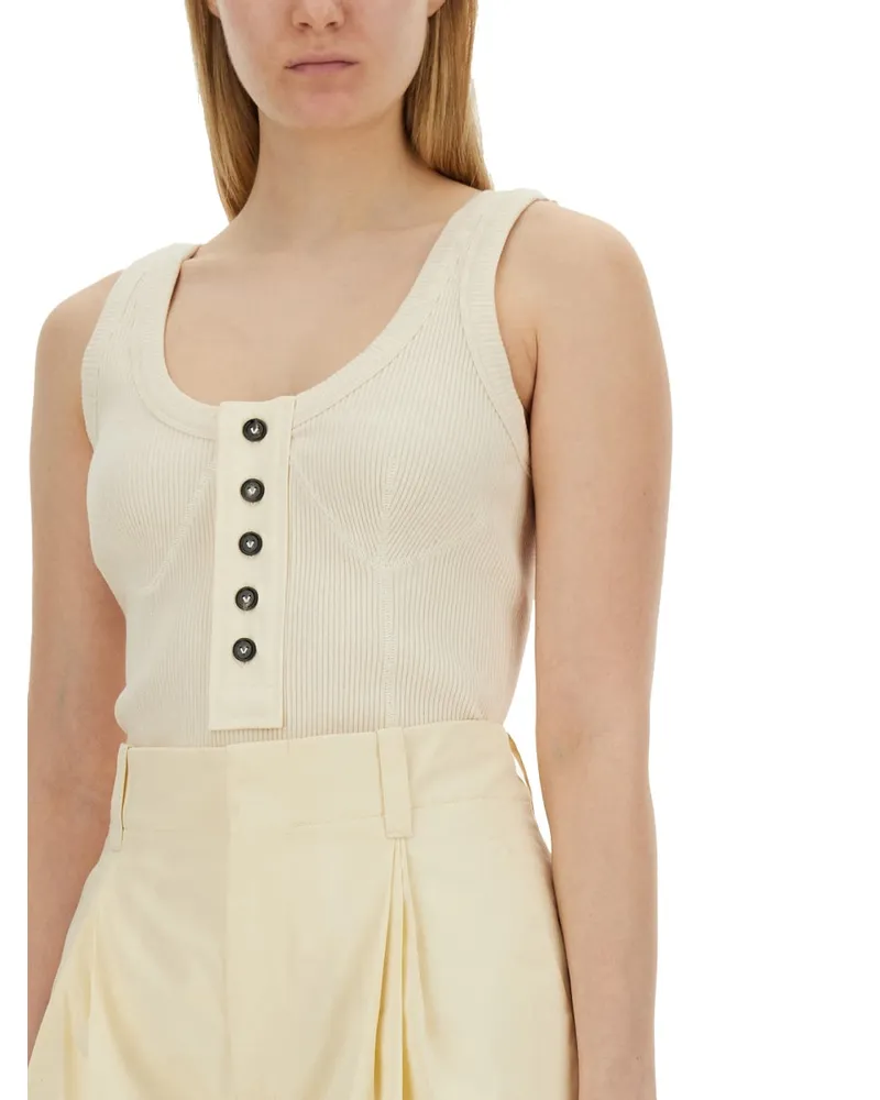 Bottega Veneta Stretch Cotton Jersey Top — Ivory Ivory