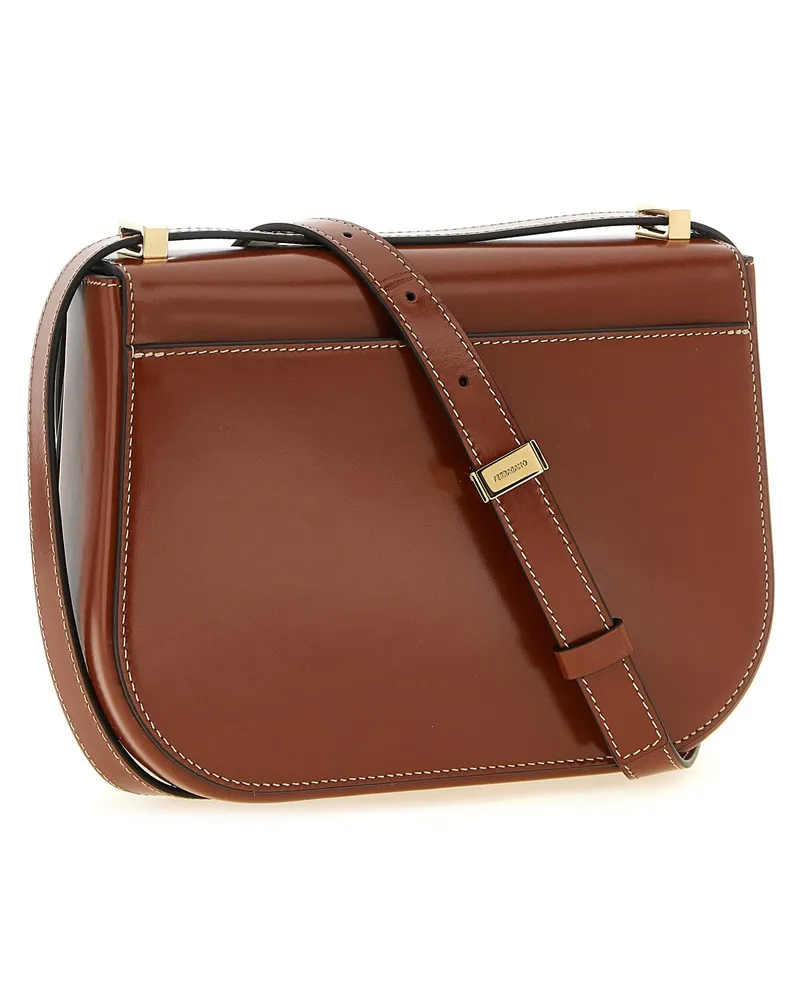 Ferragamo Double Gancini Shoulder Bag — Cognac Cognac