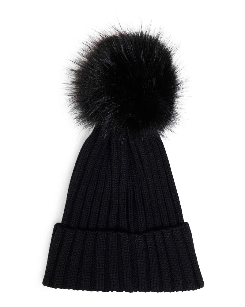 Moncler L20933B00039M1131999 Wool Pom-Pom Beanie — Black Black