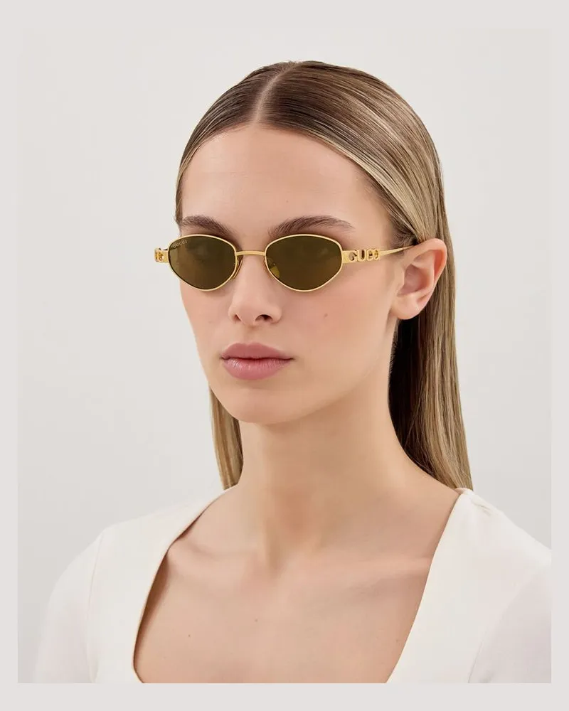 Gucci Women's Sunglasses Gold-Bronze Metal Eyewear - Gold/bronze Gold