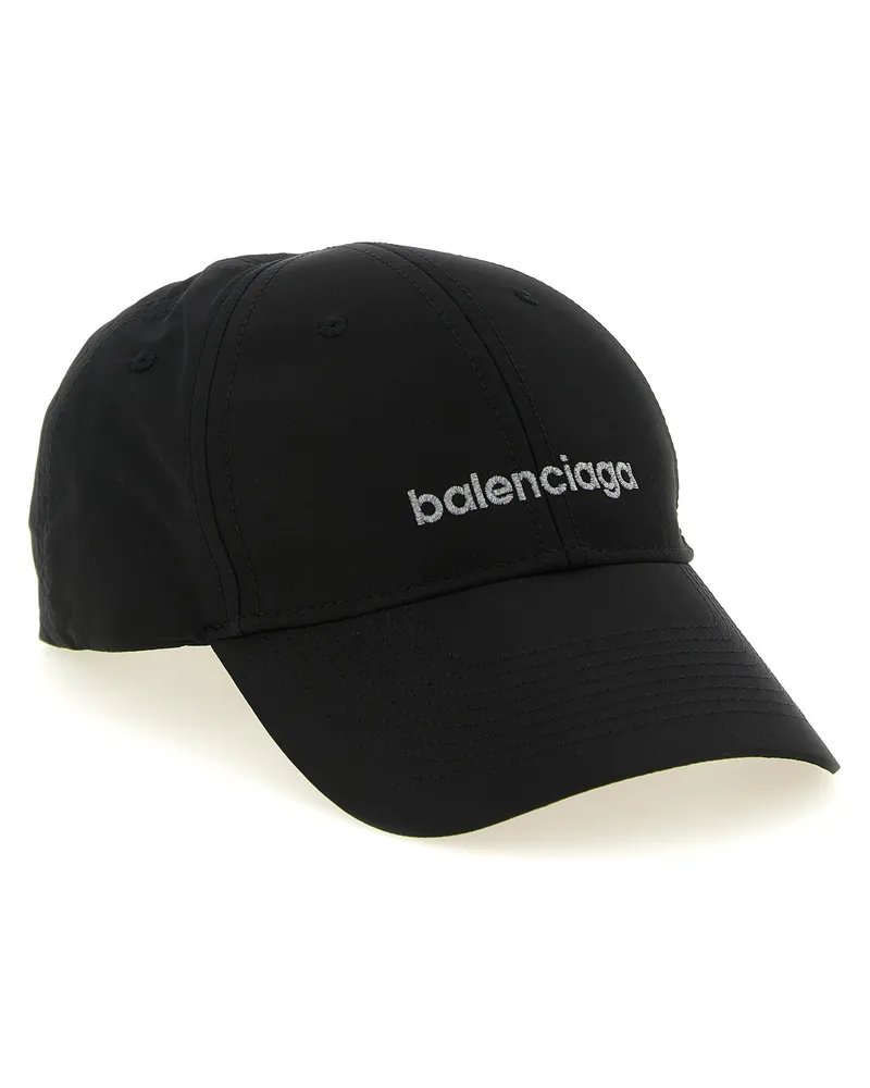 Balenciaga Logo-Embroidered Techwear Baseball Cap — Black Black