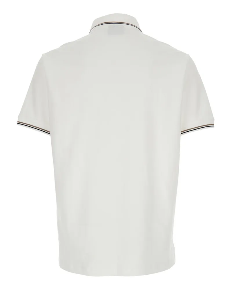 Emporio Armani Two-Tone Collar Cotton Polo — White White