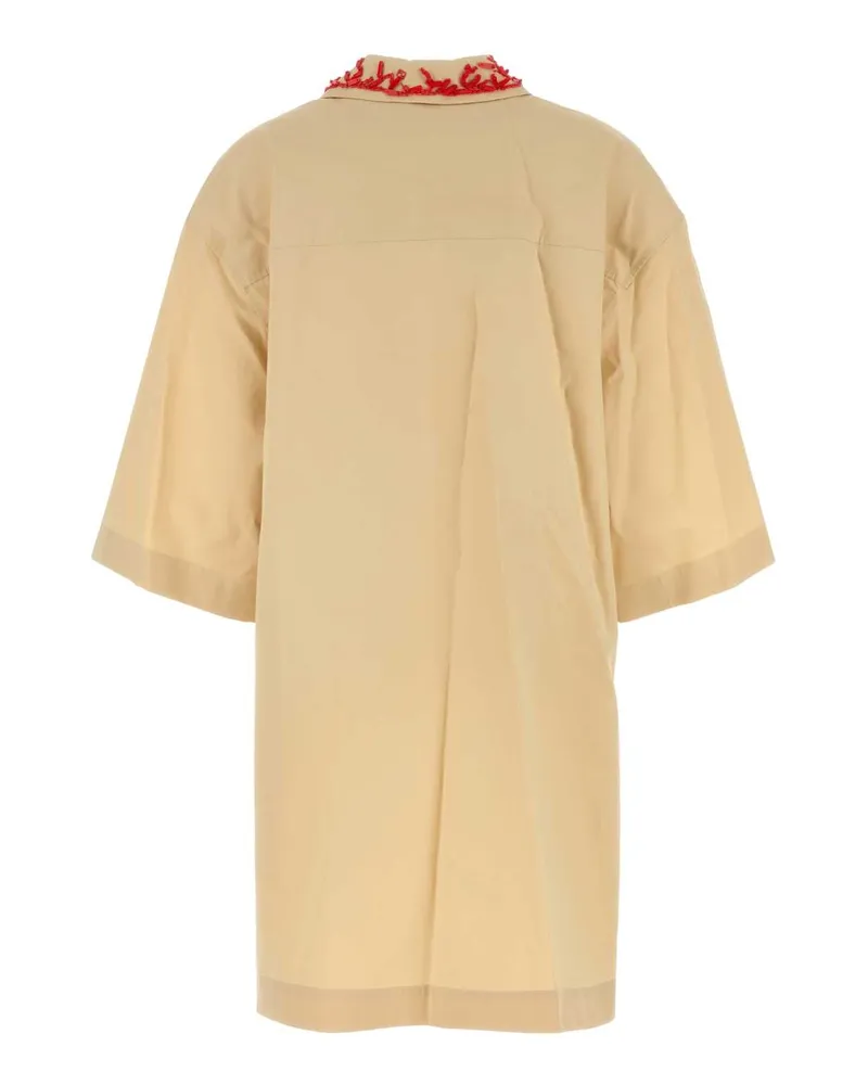 Fendi Women's Pastel Yellow Poplin Dress Raffia-25 Exterior: Cotton Abiti Yellow