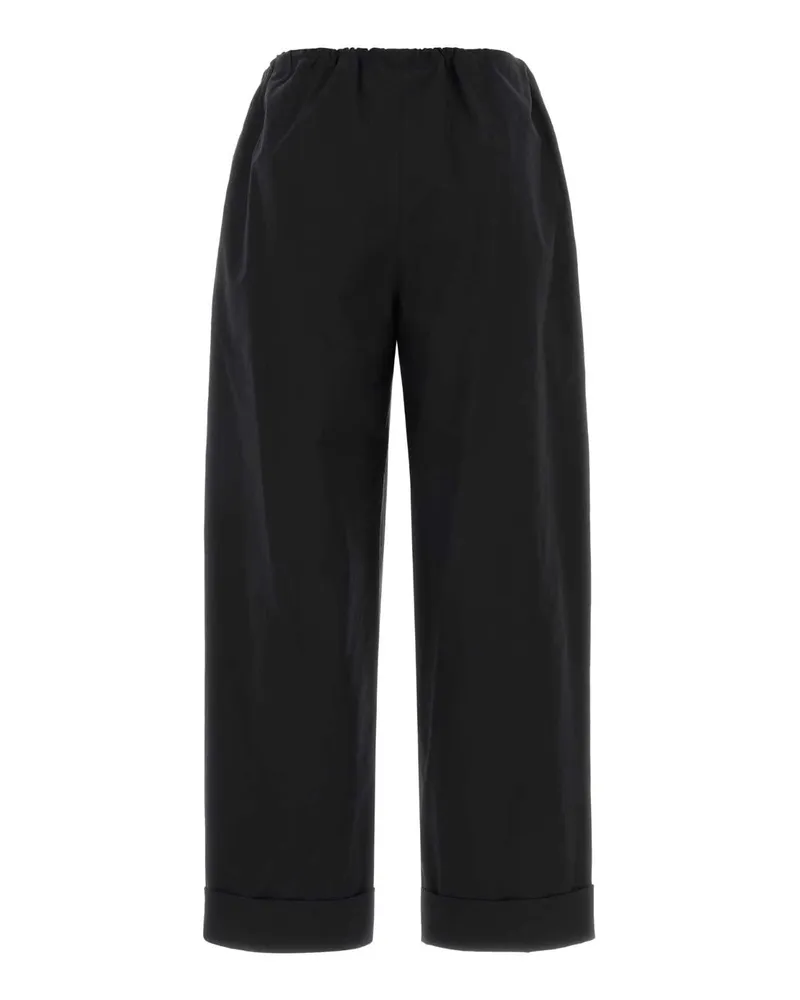 The Row Women's Black Poplin Wide-Leg Delano Pant Exterior: Cotton Pantaloni Trousers Black