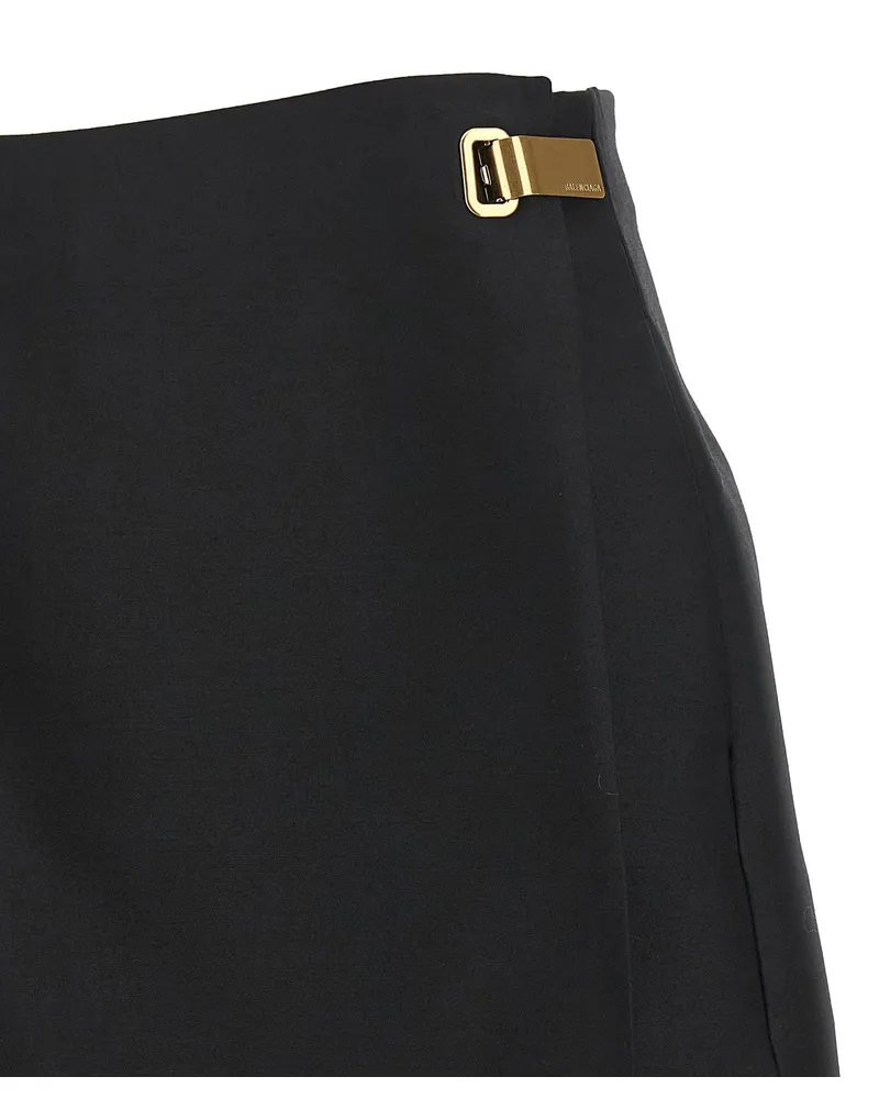 Balenciaga Wool and Silk Wallet Skort — Black Black