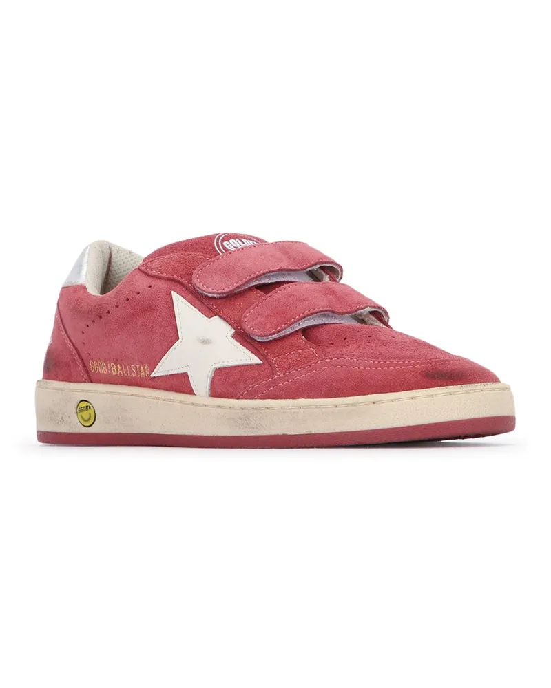 Golden Goose Boys' Ballstar Strap Suede Uppe Redwhitesilver Sneaker Red