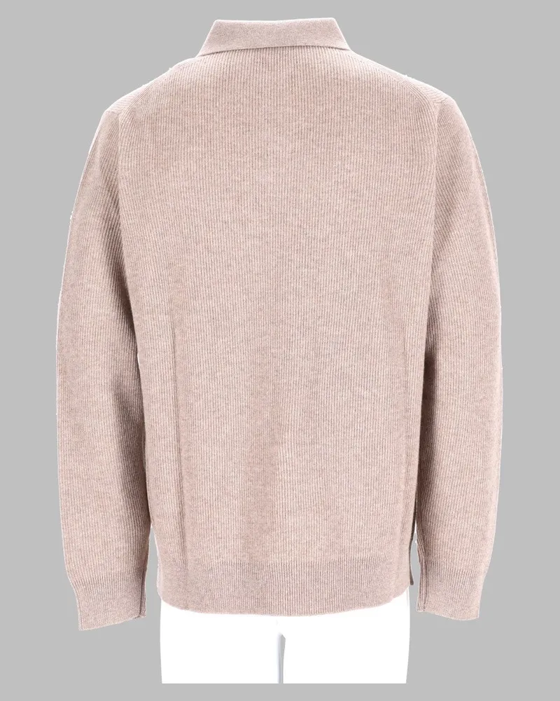LARDINI Wool and Cashmere Polo Shirt — Beige Beige