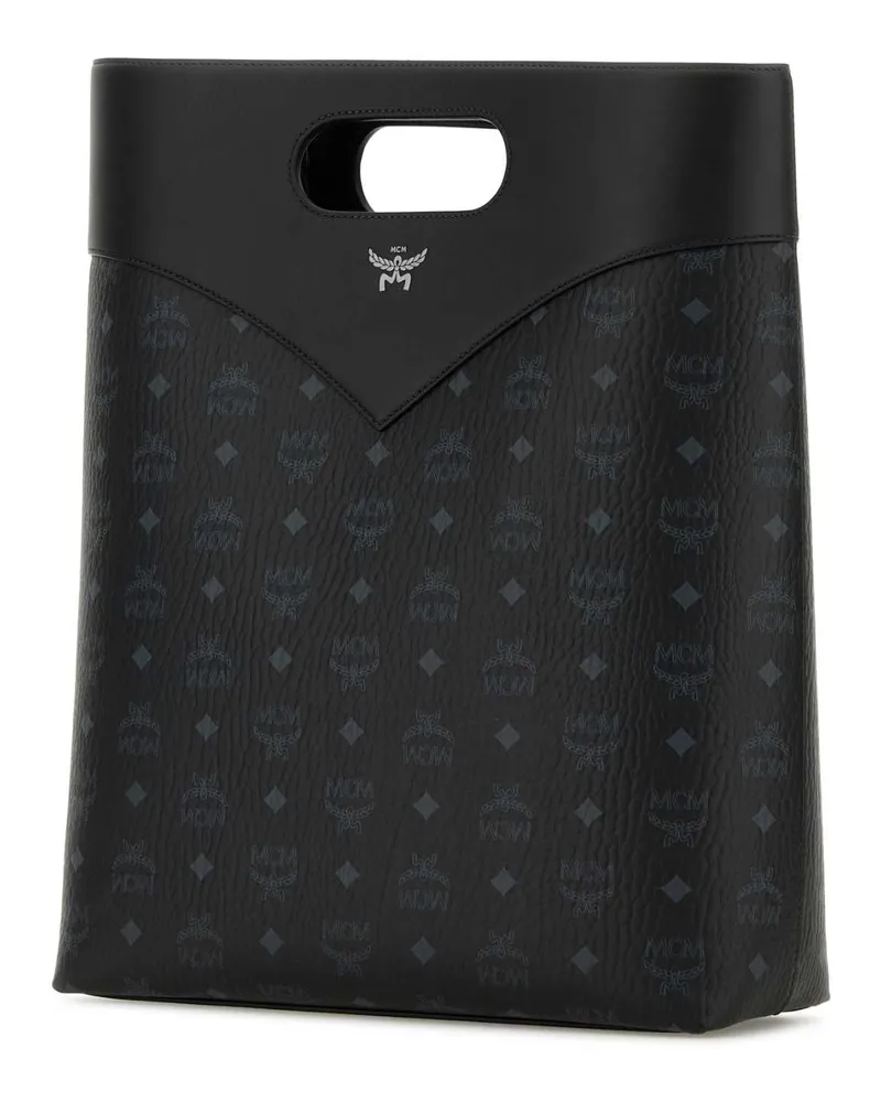 MCM Women's Printed Canvas Shopping Bag Black Borse A Mano Black